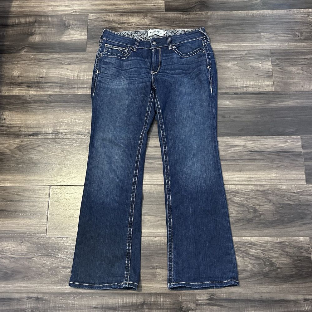 Ariat Real Denim Jeans Bootcut Flare Mid Rise Western Embroidered Women's 32R - Picture 3 of 9